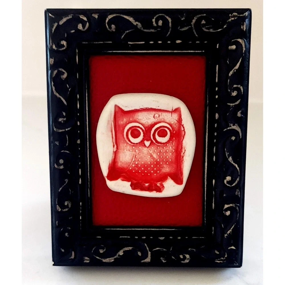 From The Heart Pottery Black Frame Red Owl